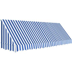 vidaXL Bistro Awning 400x120cm Blue and White Outdoor Canopy Sun Shade Shelter vidaXL Bistro Awning 400x120cm Blue and White Outdoor Canopy Sun Shade Shelter