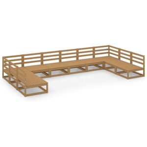 vidaXL Solid Pinewood Garden Lounge Set 10 Piece Wooden Furniture Sofa Set vidaXL Solid Pinewood Garden Lounge Set 10 Piece Wooden Furniture Sofa Set