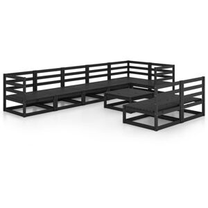vidaXL Solid Pinewood Garden Lounge Set 9 Piece Black Wooden Furniture Sofa vidaXL Solid Pinewood Garden Lounge Set 9 Piece Black Wooden Furniture Sofa