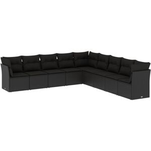 (Without table) vidaXL Garden Sofa Set 9 Piece with Cushions Outdoor Sofa Black (Without table) vidaXL Garden Sofa Set 9 Piece with Cushions Outdoor Sofa Black