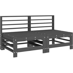 vidaXL Garden Middle Sofas Outdoor Sectional Sofa 2 pcs Grey Solid Wood Pine vidaXL Garden Middle Sofas Outdoor Sectional Sofa 2 pcs Grey Solid Wood Pine