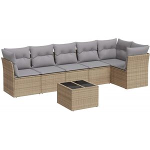 vidaXL Garden Sofa Set 7 Piece with Cushions Outdoor Sofa Beige Poly Rattan vidaXL Garden Sofa Set 7 Piece with Cushions Outdoor Sofa Beige Poly Rattan
