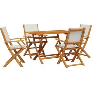 vidaXL Garden Dining Set 5 Piece Chairs Cream White Fabric and Solid Wood vidaXL Garden Dining Set 5 Piece Chairs Cream White Fabric and Solid Wood