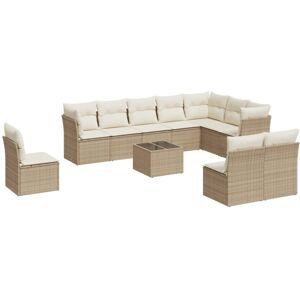 vidaXL Garden Sofa Set 11 Piece with Cushions Outdoor Sofa Beige Poly Rattan vidaXL Garden Sofa Set 11 Piece with Cushions Outdoor Sofa Beige Poly Rattan