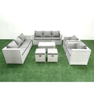 Fimous Outdoor Rattan Sofa Garden Furniture Set with 2 Armchairs Oblong Coffee T Fimous Outdoor Rattan Sofa Garden Furniture Set with 2 Armchairs Oblong Coffee T