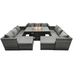 Fimous Rattan Garden Furniture Firepit Set Outdoor 11 Seater Patio Dining Sets w Fimous Rattan Garden Furniture Firepit Set Outdoor 11 Seater Patio Dining Sets w