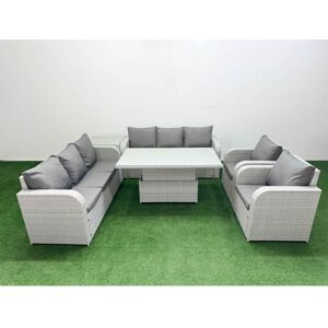 Fimous PE Rattan High Back Lounge Sofa Set with 3 Seater Sofa Reclining Chair Si Fimous PE Rattan High Back Lounge Sofa Set with 3 Seater Sofa Reclining Chair Si