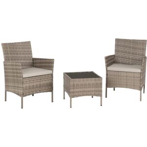 Seconique Garden Furniture Set, Willow 3 Piece Grey Rattan/Grey Fabric/Black Seconique Garden Furniture Set, Willow 3 Piece Grey Rattan/Grey Fabric/Black