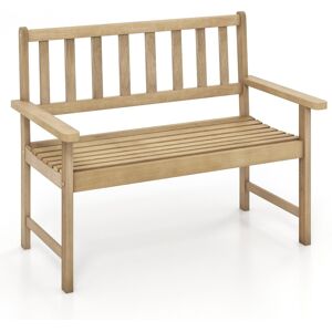 Costway Wood Garden Bench 2-Person Patio Lounger Loveseat Slatted Seat with Backrest Costway Wood Garden Bench 2-Person Patio Lounger Loveseat Slatted Seat with Backrest