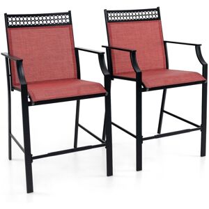Costway Outdoor Patio Chair Set of 2 Home Patio Counter Height Chairs w/Footrest Costway Outdoor Patio Chair Set of 2 Home Patio Counter Height Chairs w/Footrest