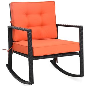 Costway Outdoor Wicker Furniture Rocking Chair Metal Frame Patio Rattan Rocker-Orange Costway Outdoor Wicker Furniture Rocking Chair Metal Frame Patio Rattan Rocker-Orange