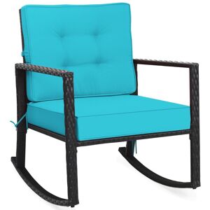 Costway Outdoor Wicker Furniture Rocking Chair Metal Frame Patio Rattan Rocker w/Cushion Costway Outdoor Wicker Furniture Rocking Chair Metal Frame Patio Rattan Rocker w/Cushion