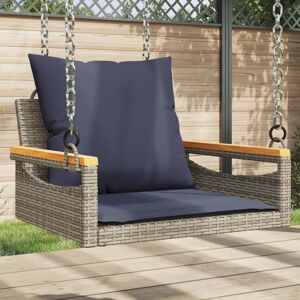 vidaXL Swing Bench with Cushions Gray 24.8x24.4x15.7 Poly Rattan vidaXL Swing Bench with Cushions Gray 24.8x24.4x15.7 Poly Rattan