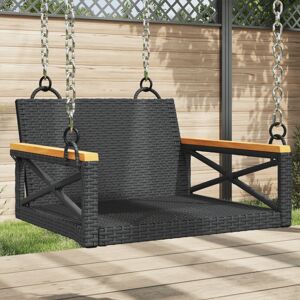 vidaXL Black Poly Rattan Hanging Chair 62x63x40cm vidaXL Black Poly Rattan Hanging Chair 62x63x40cm