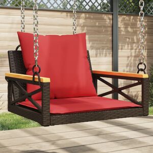 vidaXL Swing Bench with Cushions Brown 24.8x24.4x15.7 Poly Rattan vidaXL Swing Bench with Cushions Brown 24.8x24.4x15.7 Poly Rattan