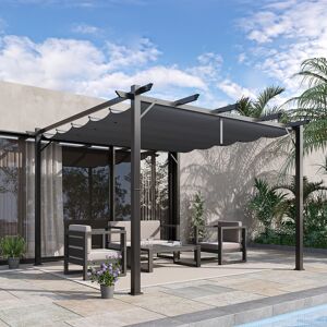 Outsunny 3x3(m) Pergola Gazebo Sun Shade Shelter Aluminium Garden Canopy, Grey Outsunny 3x3(m) Pergola Gazebo Sun Shade Shelter Aluminium Garden Canopy, Grey