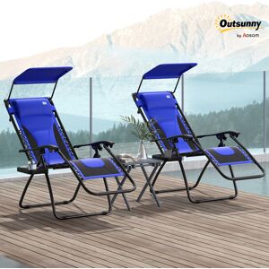 Outsunny 2 Pcs Zero Gravity Lounger Chair, Folding Reclining Chair, Blue Outsunny 2 Pcs Zero Gravity Lounger Chair, Folding Reclining Chair, Blue