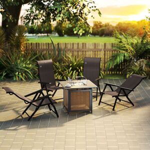 Outsunny Set of 4 Outdoor Rattan Folding Chair w/ Adjustable Backrest Brown Outsunny Set of 4 Outdoor Rattan Folding Chair w/ Adjustable Backrest Brown