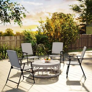 Outsunny 4pcs Rattan Chair Foldable Garden Furniture w/ Armrest Grey Outsunny 4pcs Rattan Chair Foldable Garden Furniture w/ Armrest Grey