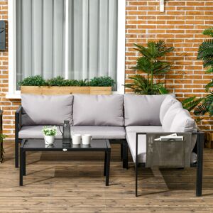 Outsunny 4 Piece Garden Furniture Set w/ Breathable Mesh Pocket, Light Grey Outsunny 4 Piece Garden Furniture Set w/ Breathable Mesh Pocket, Light Grey