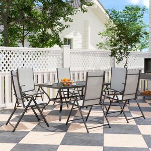 Outsunny 7 PCs Garden Dining Set, Folding Chairs and Metal Top Table, Grey Outsunny 7 PCs Garden Dining Set, Folding Chairs and Metal Top Table, Grey