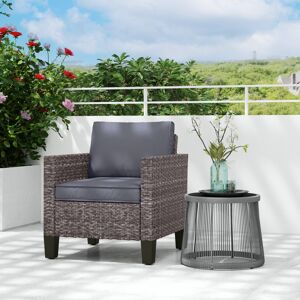 Outsunny Single Rattan Chair, Garden Armchair with Cushions, Dark Grey Outsunny Single Rattan Chair, Garden Armchair with Cushions, Dark Grey