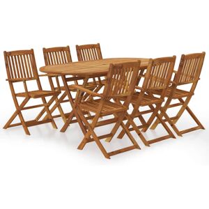 vidaXL Solid Acacia Wood Folding Garden Dining Set 7 Piece Outdoor Furniture vidaXL Solid Acacia Wood Folding Garden Dining Set 7 Piece Outdoor Furniture