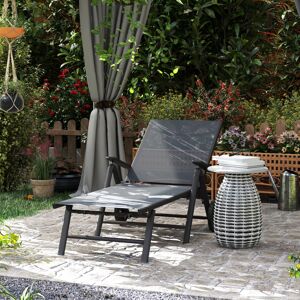 Outsunny Folding Sun Lounger w/ Wheels, 5-Position Adjustable Lounge, Grey Outsunny Folding Sun Lounger w/ Wheels, 5-Position Adjustable Lounge, Grey