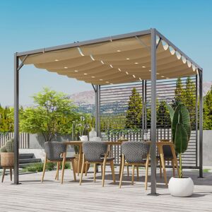 Outsunny 3x2.8m Metal Pergola with Retractable Canopy, UV-Resistant Grape Tent S Outsunny 3x2.8m Metal Pergola with Retractable Canopy, UV-Resistant Grape Tent S