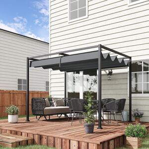 Outsunny 3 x 2m Metal Pergola Gazebo Patio Sun Shelter Retractable Canopy Grey Outsunny 3 x 2m Metal Pergola Gazebo Patio Sun Shelter Retractable Canopy Grey