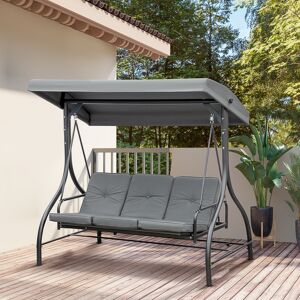 Outsunny 3 Seater Canopy Swing Chair - Garden Swing Seat Bed - Dark Grey Outsunny 3 Seater Canopy Swing Chair - Garden Swing Seat Bed - Dark Grey