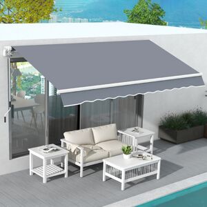 Outsunny Grey Garden Patio Retractable Sun Shade Awning - Awning Outsunny Grey Garden Patio Retractable Sun Shade Awning - Awning