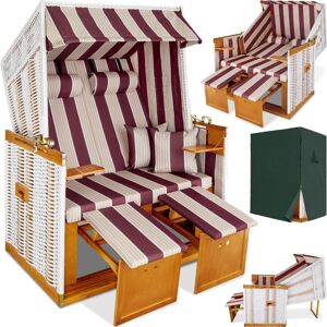 Tectake (red/white) Wicker Chair Outdoor Beach Sunbed with Pillows Roofed Recline Sun Lo Tectake (red/white) Wicker Chair Outdoor Beach Sunbed with Pillows Roofed Recline Sun Lo