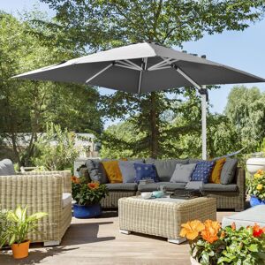 Outsunny 3 x 3(m) Cantilever Roma Parasol Garden Umbrella with Cross Base Grey Outsunny 3 x 3(m) Cantilever Roma Parasol Garden Umbrella with Cross Base Grey
