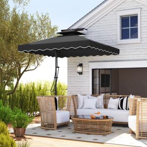Outsunny 2.5m Cantilever Parasol with Cross Base (84D-267V00BK) - Black, Offset Outsunny 2.5m Cantilever Parasol with Cross Base (84D-267V00BK) - Black, Offset