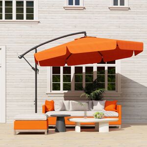 Outsunny 2.7m Garden Cantilever Banana Parasol Sun Shade w/ Crank, Orange Outsunny 2.7m Garden Cantilever Banana Parasol Sun Shade w/ Crank, Orange