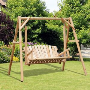 Outsunny Wooden Porch Swing - Outdoor 2 Seater Rustic Bench Outsunny Wooden Porch Swing - Outdoor 2 Seater Rustic Bench