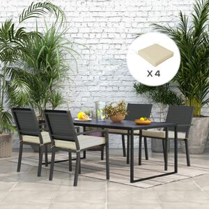 Outsunny Set of 4 Outdoor Seat Cushion with Ties, for Patio Furniture, Beige Outsunny Set of 4 Outdoor Seat Cushion with Ties, for Patio Furniture, Beige