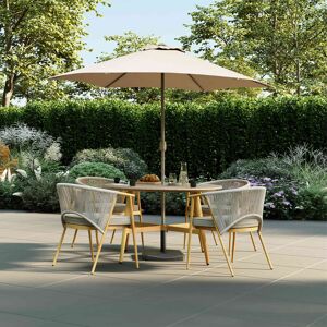 CHARLES BENTLEY 4 Seater Dining Set, Outdoor, Wood Effect, Rope Weave, Dining Se CHARLES BENTLEY 4 Seater Dining Set, Outdoor, Wood Effect, Rope Weave, Dining Se
