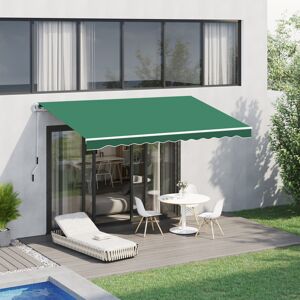 Outsunny Manual Retractable Awning - Garden Sun Shade Canopy 4x3m, Green Outsunny Manual Retractable Awning - Garden Sun Shade Canopy 4x3m, Green
