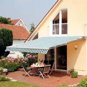 Outsunny Garden Sun Shade Canopy Retractable Awning, 4 x 3(m) Green and White Outsunny Garden Sun Shade Canopy Retractable Awning, 4 x 3(m) Green and White
