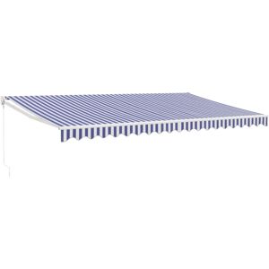 vidaXL Retractable Awning Canopy Blue and White 5x3 m Fabric and Aluminium vidaXL Retractable Awning Canopy Blue and White 5x3 m Fabric and Aluminium