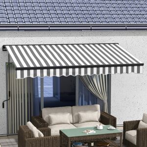 Outsunny 3.5 x 2.5m Electric Retractable Awning, Aluminium Frame, Grey & White Outsunny 3.5 x 2.5m Electric Retractable Awning, Aluminium Frame, Grey & White