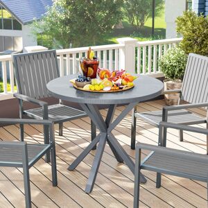 Outsunny Garden Table with Steel Frame, Wood Effect Top, for Balcony, Deck Outsunny Garden Table with Steel Frame, Wood Effect Top, for Balcony, Deck