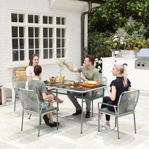 Outsunny 5 Piece PE Rattan Garden Dining Set with Cushions, Light Grey Outsunny 5 Piece PE Rattan Garden Dining Set with Cushions, Light Grey