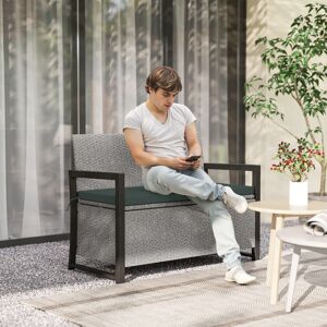 Outsunny Rattan Garden Bench with 151.5L Storage, Inner Bag & Cushioned Seat, 2- Outsunny Rattan Garden Bench with 151.5L Storage, Inner Bag & Cushioned Seat, 2-