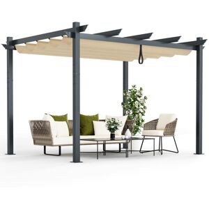 Costway 2.9 X 3.6 m Outdoor Retractable Pergola Aluminum Patio Shelter w/ Canopy Beige Costway 2.9 X 3.6 m Outdoor Retractable Pergola Aluminum Patio Shelter w/ Canopy Beige