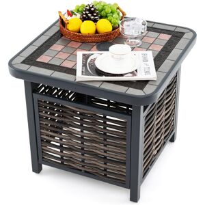 Costway 55cm Outdoor PE Rattan Side Table Outdoor Coffee Table w/ Umbrella Hole Costway 55cm Outdoor PE Rattan Side Table Outdoor Coffee Table w/ Umbrella Hole