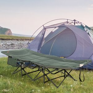 Outsunny Camping Bed w/ Carry Bag, Magazine Bag & Cup Holder, Grey Outsunny Camping Bed w/ Carry Bag, Magazine Bag & Cup Holder, Grey