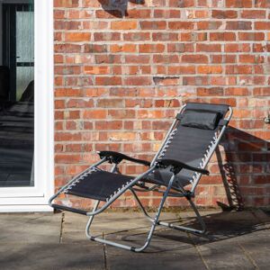 Samuel Alexander Multi Position Garden Zero Gravity Relaxer Chair Sun Lounger in Black & Silver Samuel Alexander Multi Position Garden Zero Gravity Relaxer Chair Sun Lounger in Black & Silver